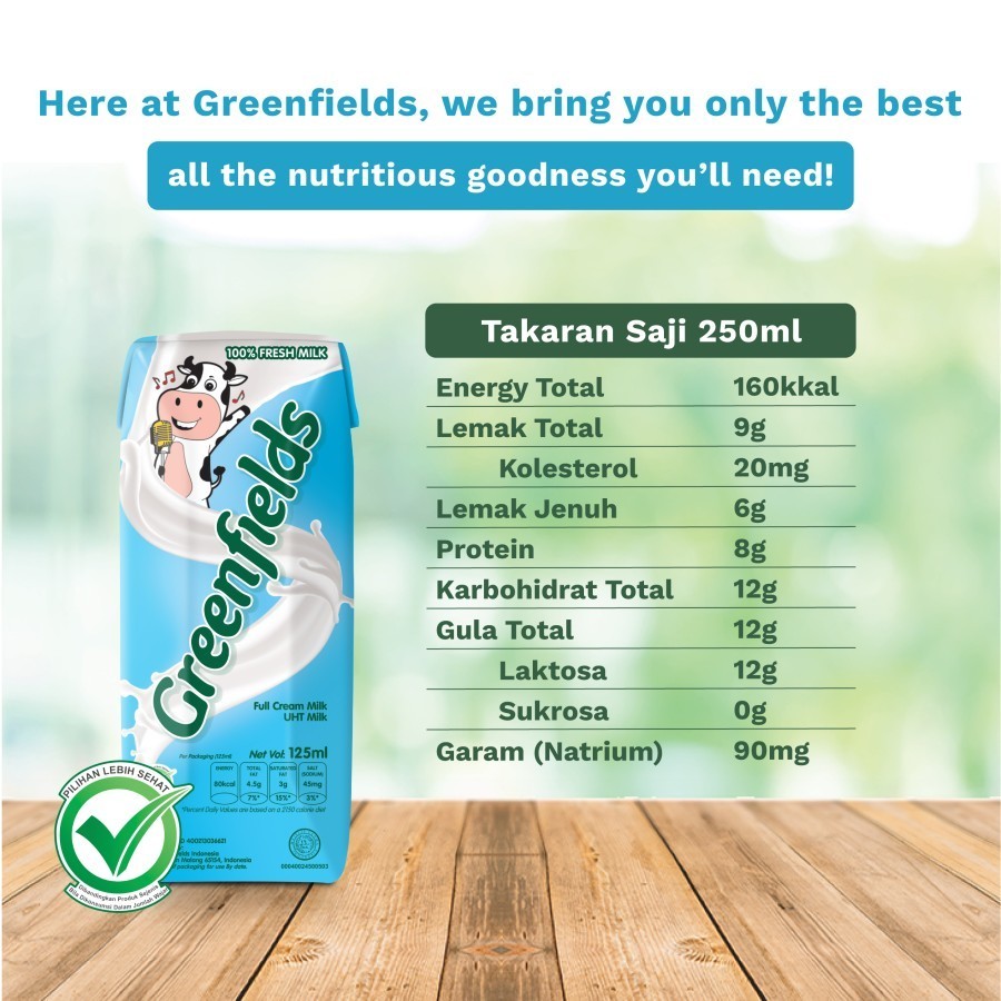 

[LEBIH HEMAT] Susu Greenfields UHT Full Cream 105 mL x 1 Karton