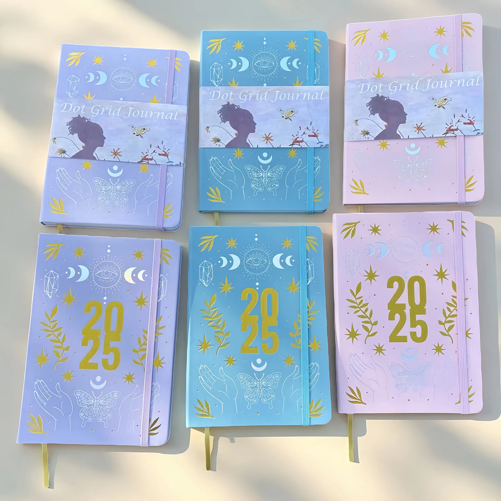 

Bujo Bullet Dotted Journal, 5X5Mm Dot Grid Notebook Sketchbook,A5 Size Pu Leather Cover
