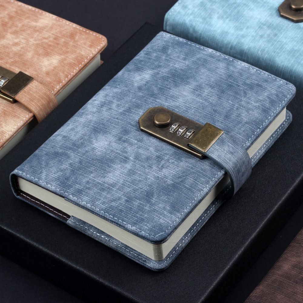 

Pu Leather Cover Diary Book With Lock Chinese Style With Coded Lock Password Lock Notebook Simple