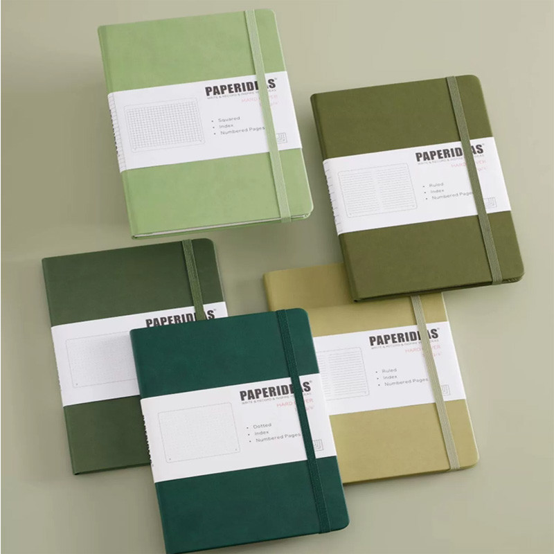 

Hardcover A5 Dotted Notebook Daily Journal Faux Leather Hard Cover 100Gsm Thick Acid-Free Ivory