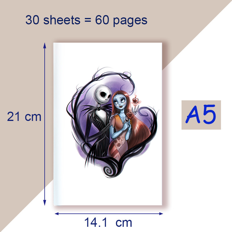 

A5 Note Book - Chilling Nightmare Before Christmas - Quotes Notebook Halloween Theme Jack Skelington