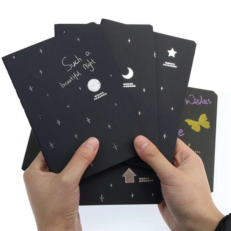 

1 Pcs A6 Sketchbook Diary For Drawing Painting Graffiti Soft Cover Black Paper Sketch Book Notebook