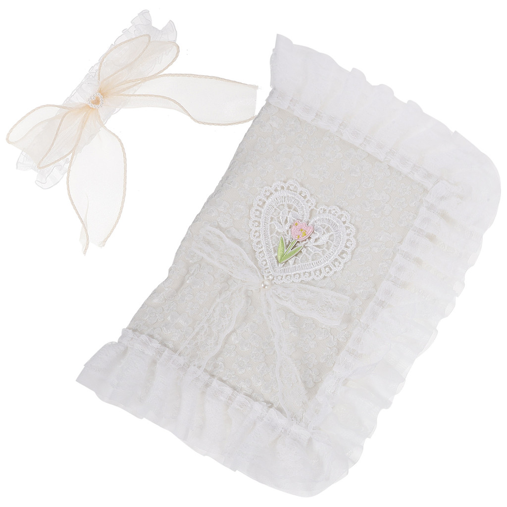 

A5 White Decor Flower Notebook Cover With Strap Lightweight Delicate Book Protector Thin Book Sleeve