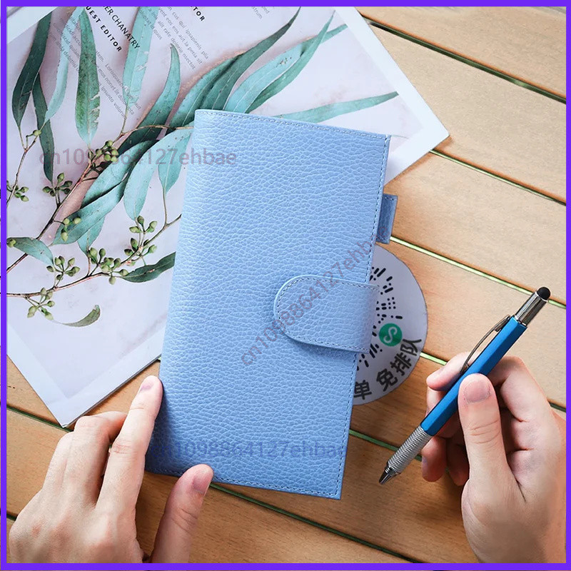 

Moterm Company Seixos Leather Planner, Sky Blue Color, Genuine Leather, Notebook Cover Rings, Daily