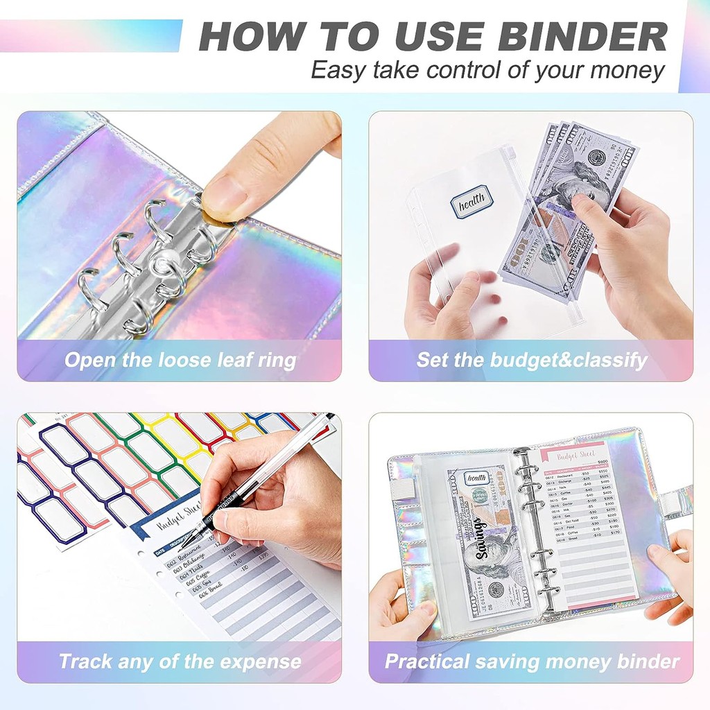 

Budget Planner Cash Envelope Savings Money 6 Holes Binder For Financial Management A6 Laser