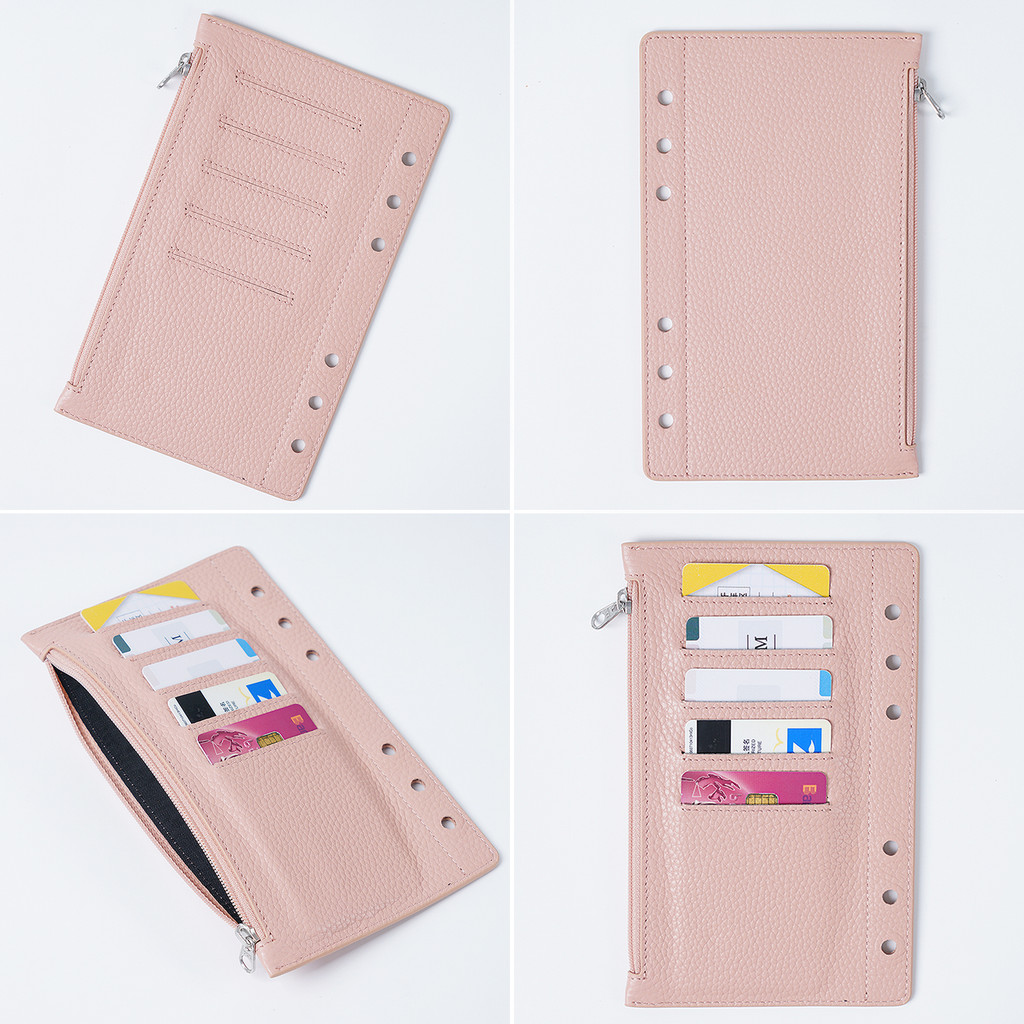 

Moterm Zipper Flyleaf For Personal Size Ring Planner Genuine Pebbled Grain Leather Divider Coin