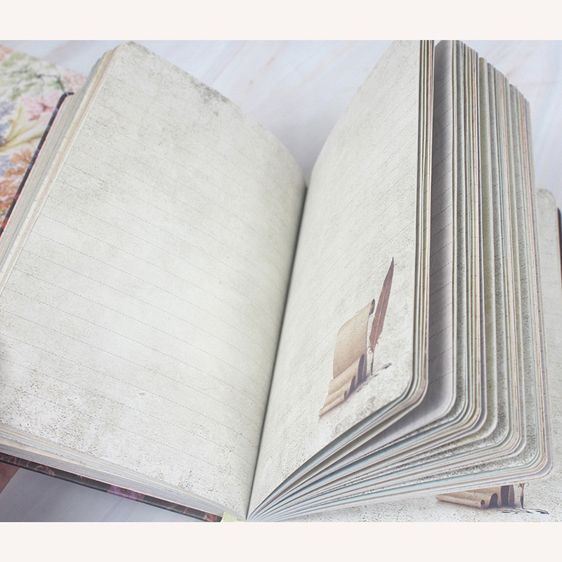 

Bourne Floral Cover Hardcover Notebook Vintage Color Horizontal Line Inner Page With Illustration