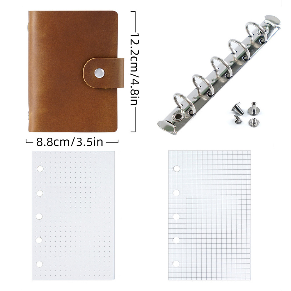 

A8 Mini Cute Notebook Diary Agenda Genuine Leather Traveler'S Journal Portable Pocket Size