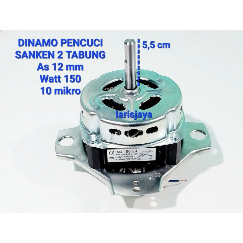 DINAMO MESIN CUCI / DINAMO PENCUCI SANKEN 2 TABUNG AS 12mm