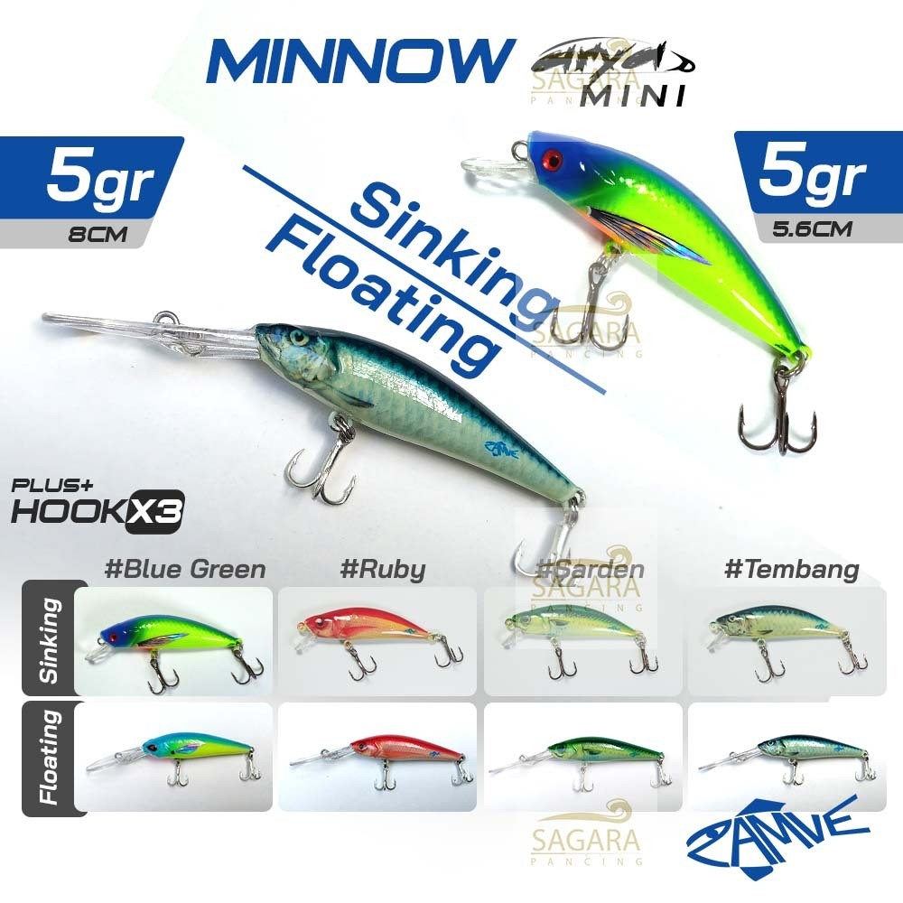 Umpan Pancing Minnow Zamve Arya Mini Lure Minnow GID