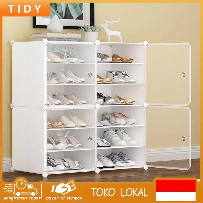 Tidy Tribe Rak Sepatu Tertutup Kotak Sepatu Portable Lemari Sepatu Tempat yimpanan Kotak Sepatu