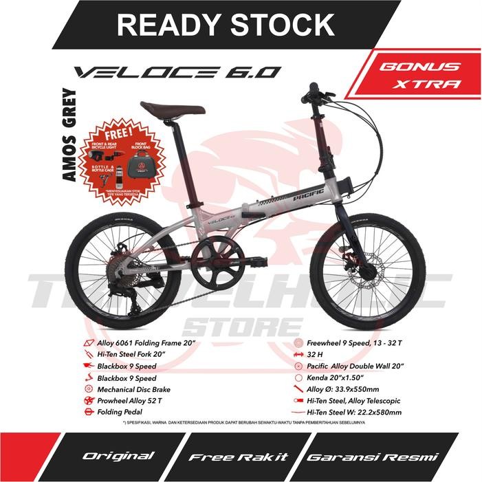 Sepeda Lipat Veloce 6.0 Pacific (Folding Bike) Banyak Bonussssss
