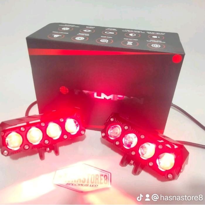 Galman 4 Mata Lensa Blue Lens Devil Merah Dan Ice Blue Sinar Putih Kuning