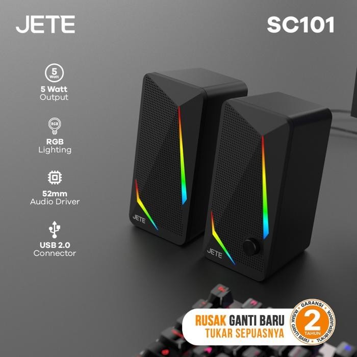 Terbaru Jete Speaker Pc Komputer Laptop Sc101 With Led Light - Garansi Resmi 2 Tahun