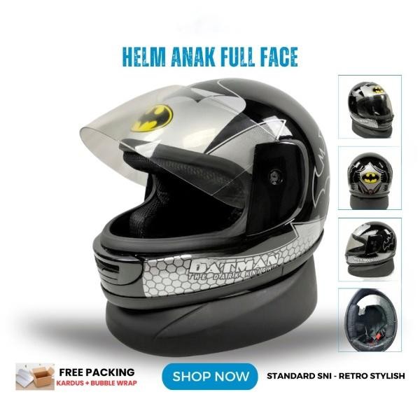 PREMIUM Helm Full Face Anak Anak Junior Premium Standard SNI Batman
