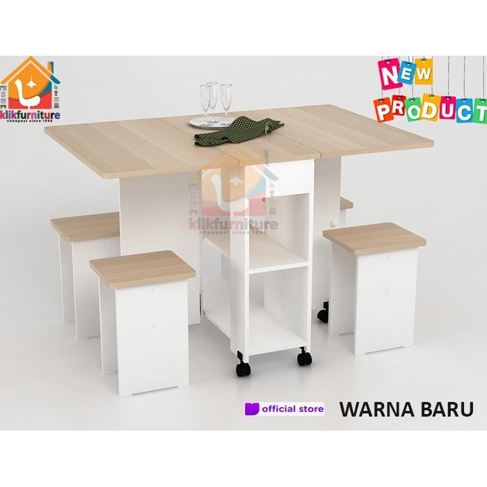 PREMIUM ALLISON DT120 PRODESIGN Meja Makan Kayu Lipat Roda