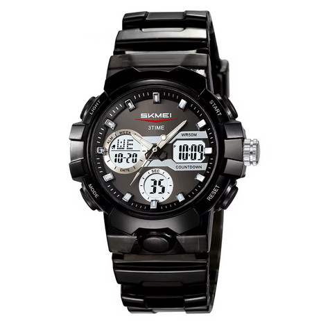 Jam Tangan Analog Digital Pria Sporty Sporty Men's Analog Digital Watch Warna Hitam