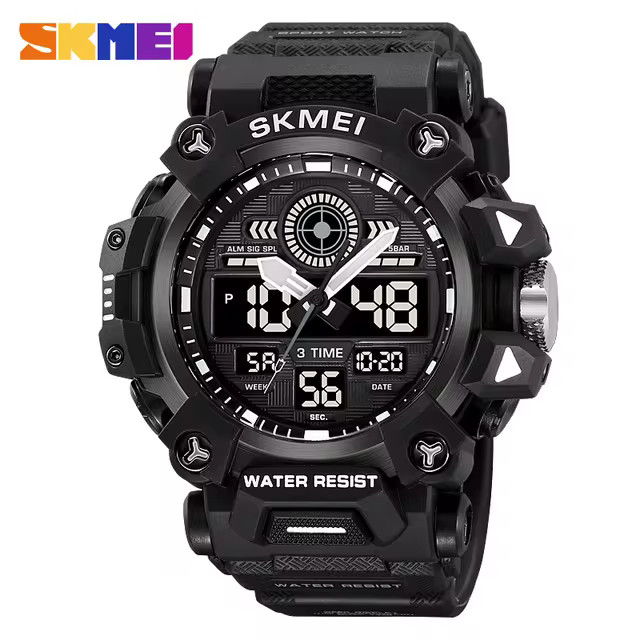 Jam Tangan Analog Digital Pria Sporty Sporty Men's Analog Digital Watch Warna Hitam