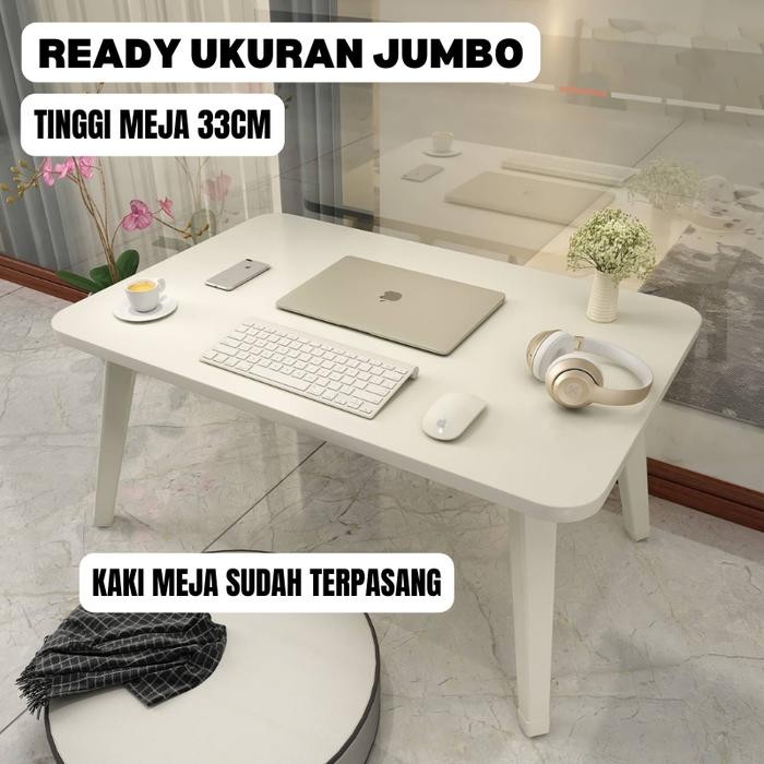 PREMIUM Omahfurniture.id Meja Belajar Lipat Lesehan Kayu Aesthetic Minimalis Tinggi 33cm 120x40