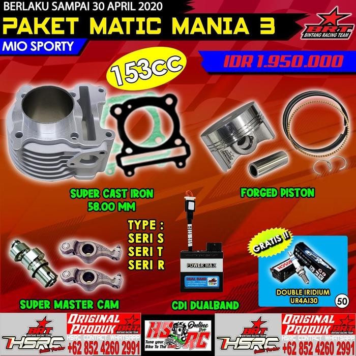 PREMIUM PAKET BORE UP BRT MIO SOUL SMILE NOUVO 150cc CDI Kem Loller Boring 58
