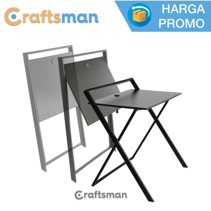 PREMIUM Craftsman Meja Belajar dan Kerja Lipat + Lubang Kabel MSB05