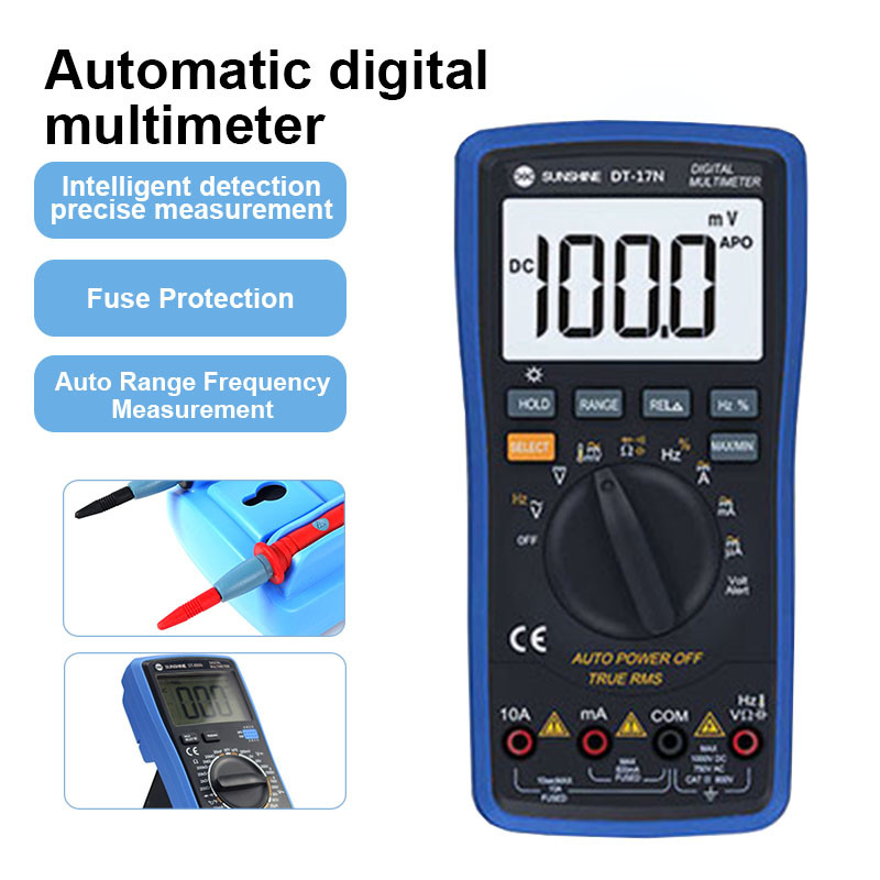 SUNSHINE DT-17N Multimeter Digital Sepenuhnya Otomatis dengan Instrumen Perbaikan Uji Rentang Identi