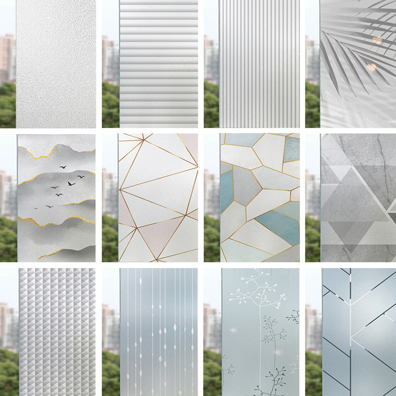 Stiker Kaca Buram Jendela Pola Pemandangan Stiker Kamar Mandi Buram Toilet Anti-cahaya Anti-menginti