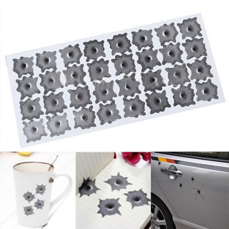 1 Buah Stiker Kreatif 3D Lucu Stiker Grafis Lubang Peluru Helm Sepeda Motor Mobil Jendela Stiker Kar