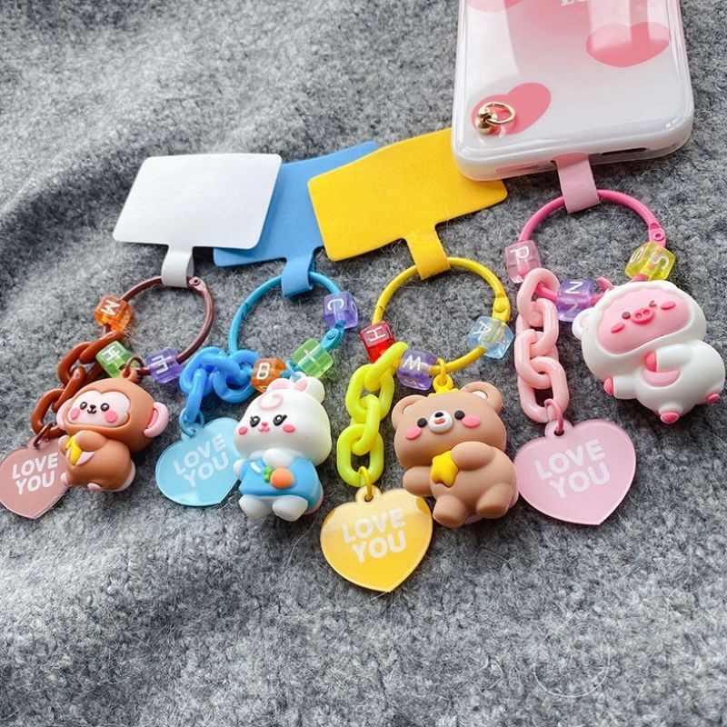 Aksesori Liontin Boneka Kelinci Kartun Rantai Ponsel Lucu untuk Ponsel Liontin Ponsel Beruang Kecil 