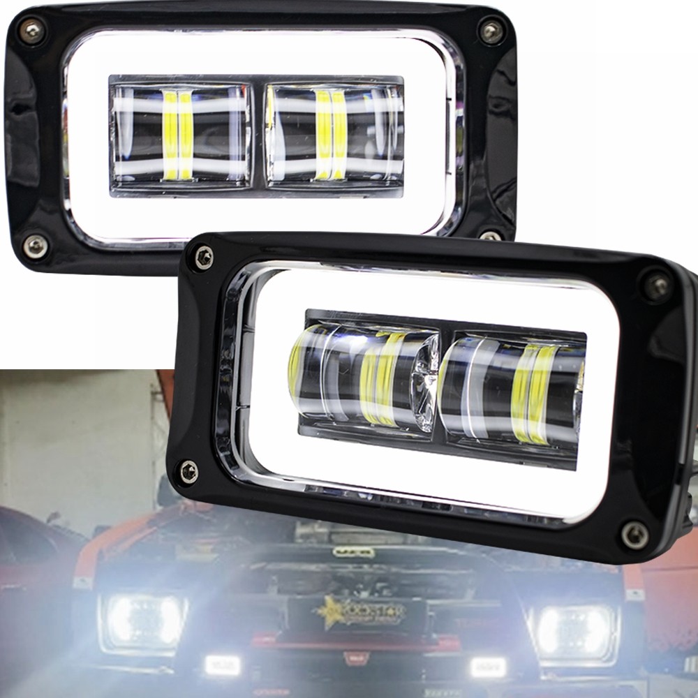 Lampu Depan Sepeda Motor Led 8D 4 "Lampu Depan Led Mata Malaikat Putih Lampu Kabut untuk Skuter Moto