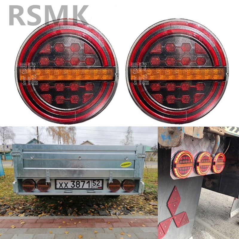 2 Buah Lampu Belakang Trailer LED Kuning Merah 5.3 "Lampu Rem Bus DRL/Lampu Sinyal Traktor Aliran Al