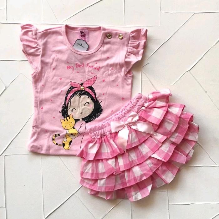 Nevada Kids - Baju Bayi Rok Celana Bandana Set Fashion 6 12 Bulan Baby Girl Cewek