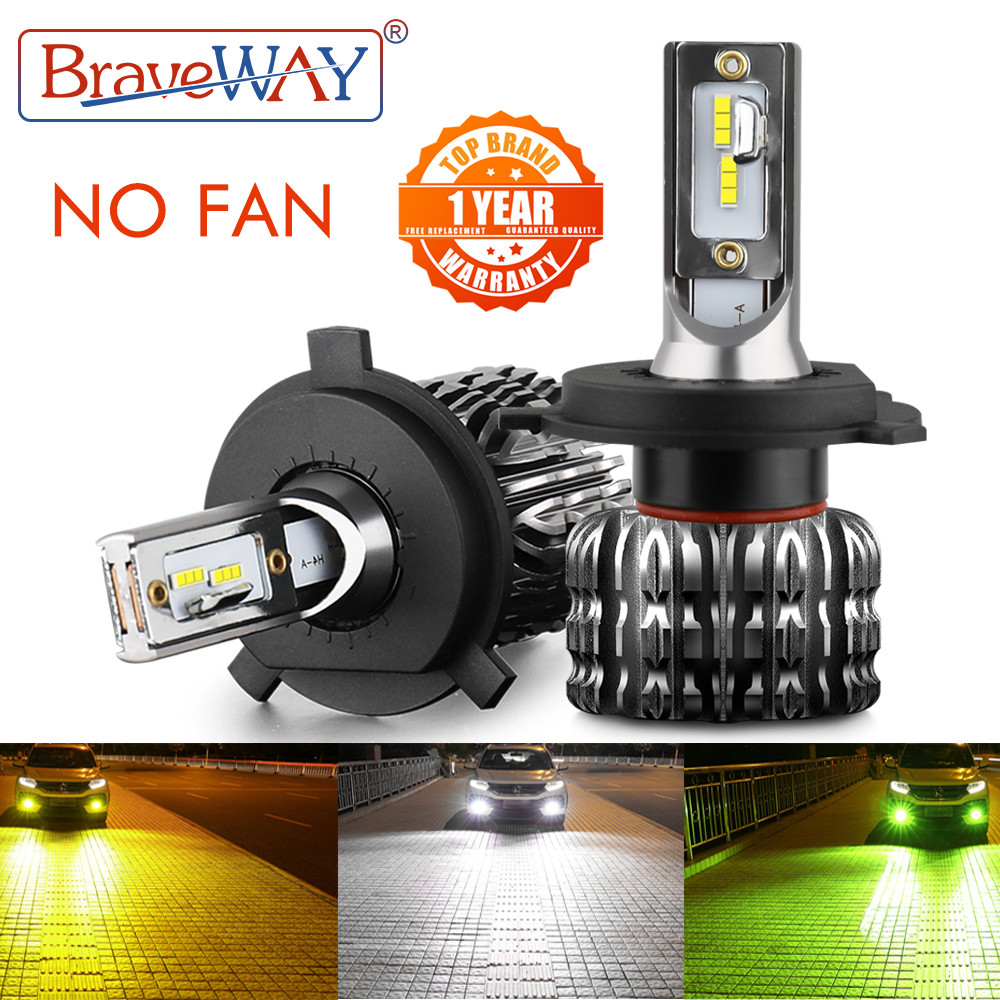 BraveWAY H4 Lampu Depan Led H7 Bohlam LED H1 H3 H27 9005 9006 HB3 HB4 H11 Lampu Kabut LED 3000K 6000