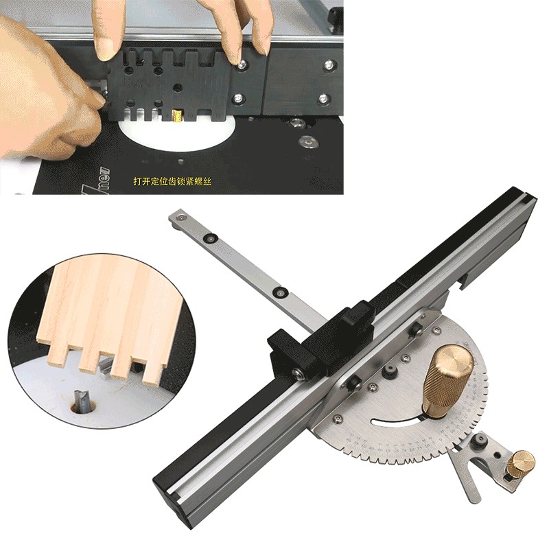 Pengukur Miter dengan Gergaji Meja Penghenti Jalur Penggaris Rakitan Penggergajian Router untuk Gerg