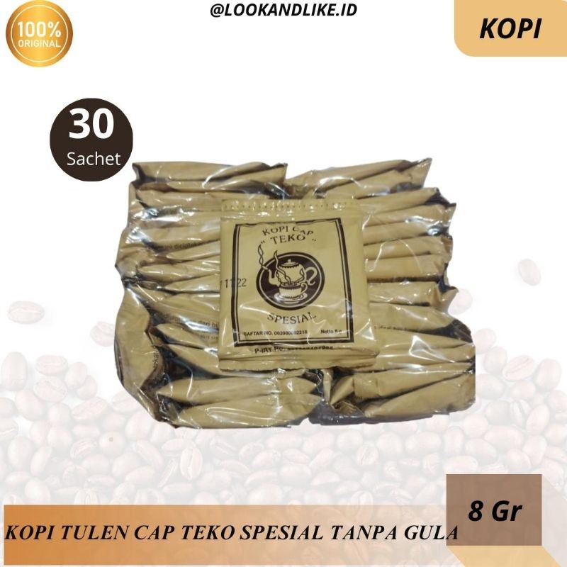 

RATU Kopi Cap Teko SPESIAL PLASTIK 1 Pack Isi 30 Sachet x 8gr Tanpa Gula Giling Halus Kopi Bogor