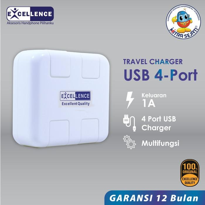 Travel Charger Excellence USB 4 Port 1A Multifungsi Kabel Gadget