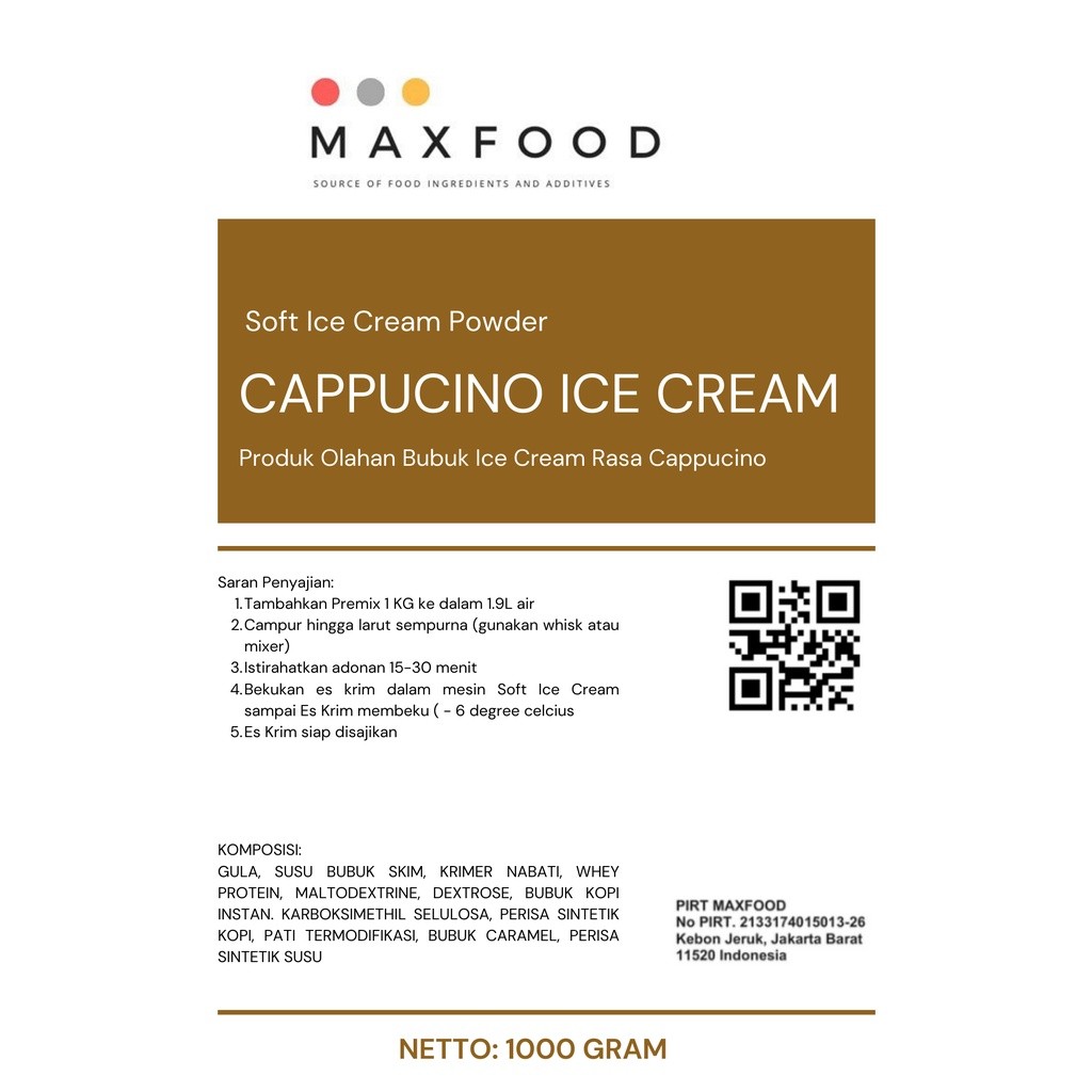 

MAXFOOD - Soft Cappucino Ice Cream / Bubuk Es Krim Cappucino 1 Kg