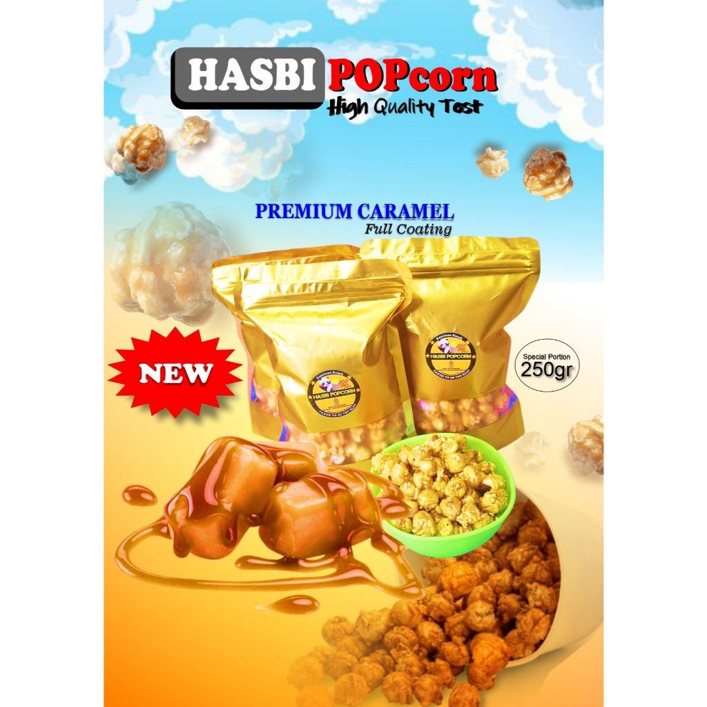 

[ HOT NEW ] POPCORN CARAMEL 500Gram Hasbi popcorn/makanan manis crispy camilan popkron snack jagung