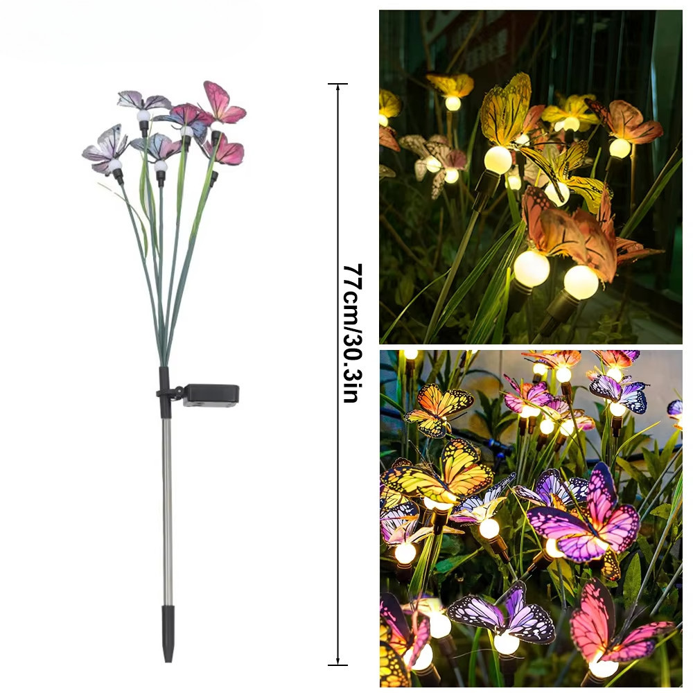 ID 10LED LAMPU RUMPUT TENAGA SURYA LAMPU KUPU-KUPU OUTDOOR GARDEN PLUG LIGHT LAMPU TAHAN AIR