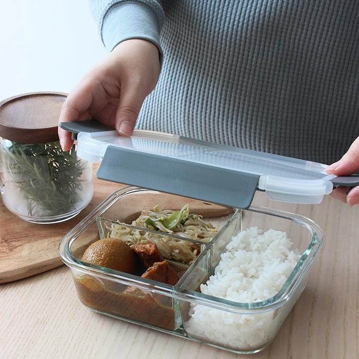 

KAAB - Tempat Makan Kaca 3 Sekat Lunch Box 1040ml/Glass Food Container