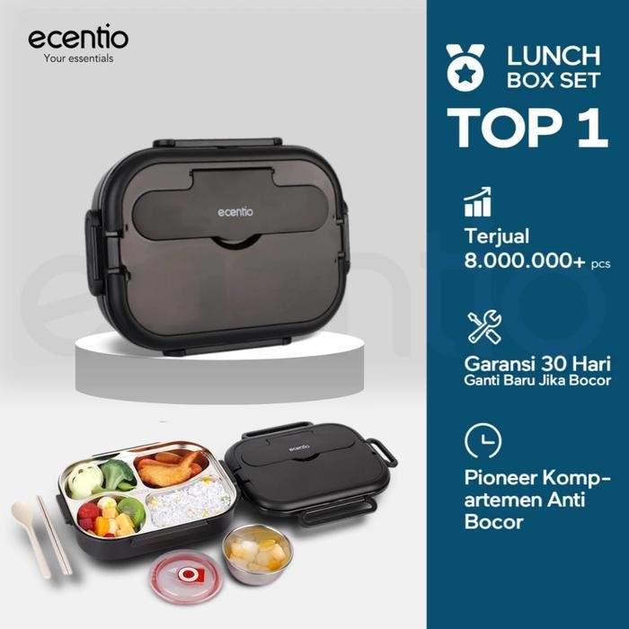 

ecentio 1L Tempat Makan Stainless Steel Lunch box Kotak Makan BPA Free