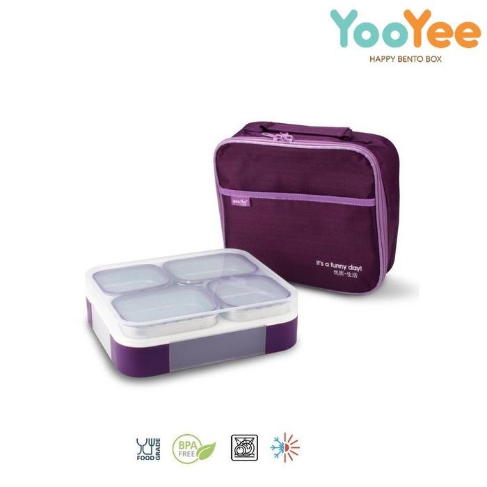 

Yooyee Kotak Makan Stainless 4 Sekat Set dengan Tas