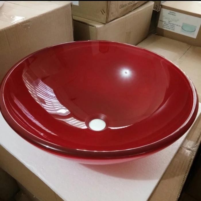 Wastafel Kaca Black Manik Tempered Glass