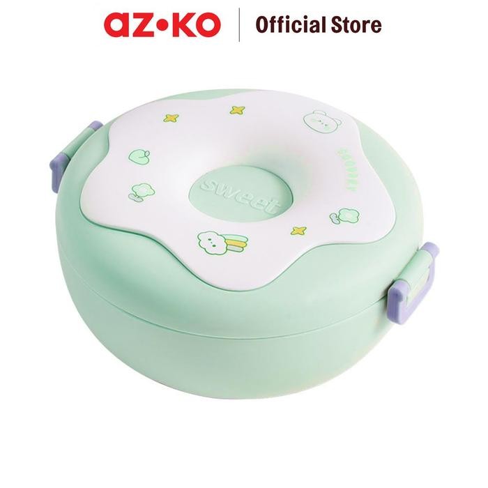 

AZKO Kris 1 ltr Kotak Makan 3 Sekat Doughnut - Hijau Lunch Box Food Grade Food Box Kotak Bekal Makan
