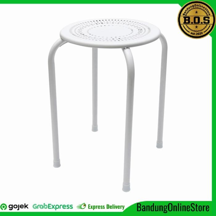 Kursi Baso Soleil Metal Stool Putih Bangku Bakso Besi Bulat Serbaguna