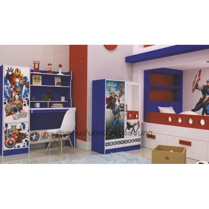 Meja Belajar Rak Buku Anak Laki Avengers Captain America Hulk Bandung