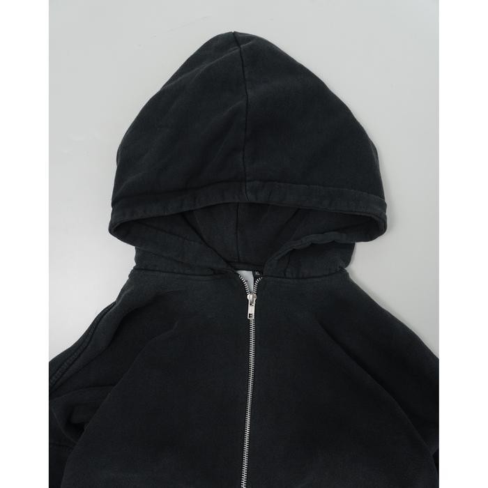 Sun Faded Zipper Hoodie - Aged Black