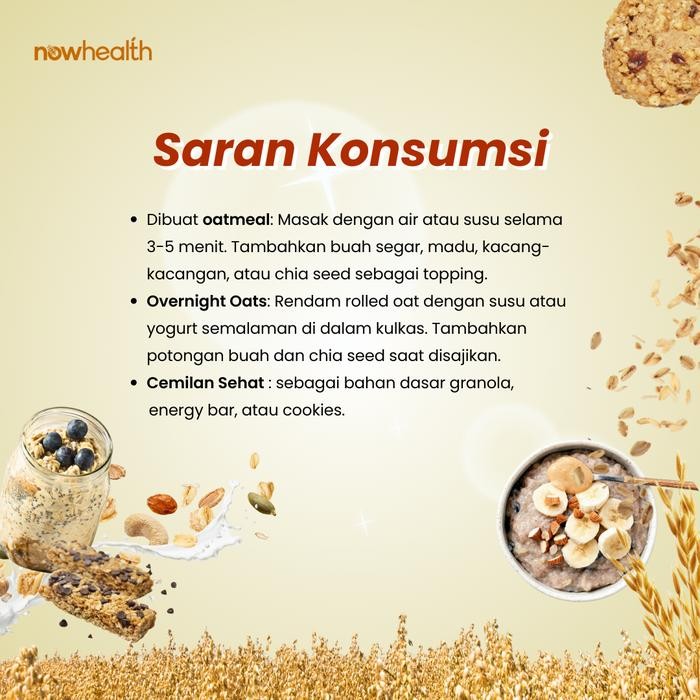 

JTTOP" ROLLED OAT 1 KG NOWHEALTH GANDUM UTUH OATMEAL OAT OVERNIGHT SEREAL SARAPAN PRAKTIS