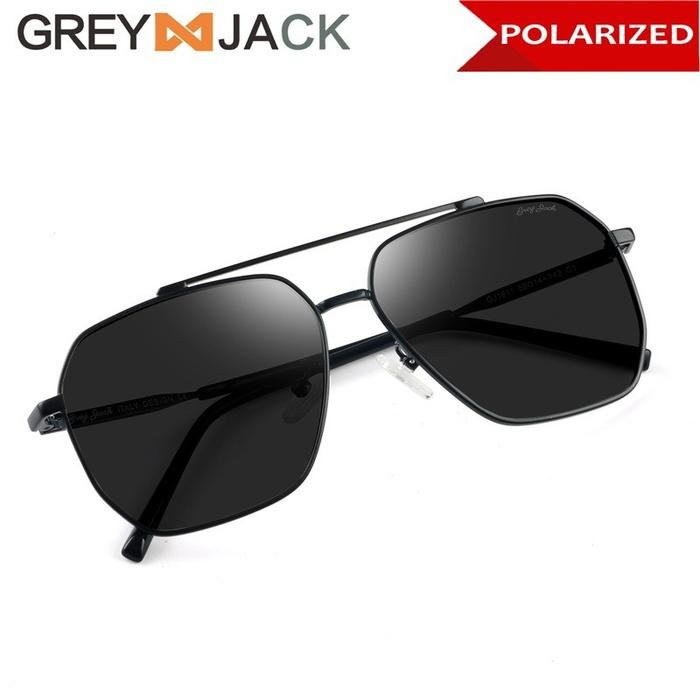 Grey Jack Kacamata Hitam Sunglasses Polarized Anti Uv Model Kotak Metal Fashion Pria Dewasa Sa1811