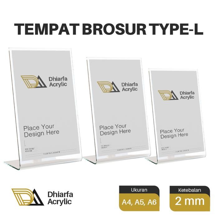

TEMPAT BROSUR 2MM A4 A5 A6 TIPE L / TENT HOLDER / TENT CARD STAND DISPLAY AKRILIK